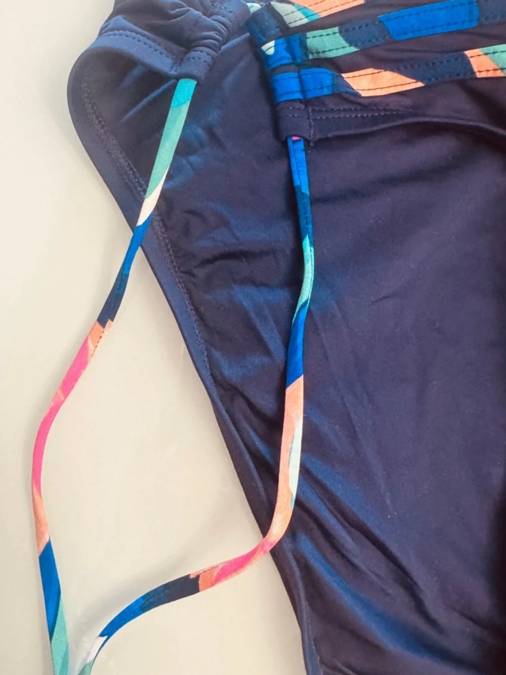 La Blanca Navy Bikini with Multicolor Trim and Tassel Ties - Picture 4 of 11